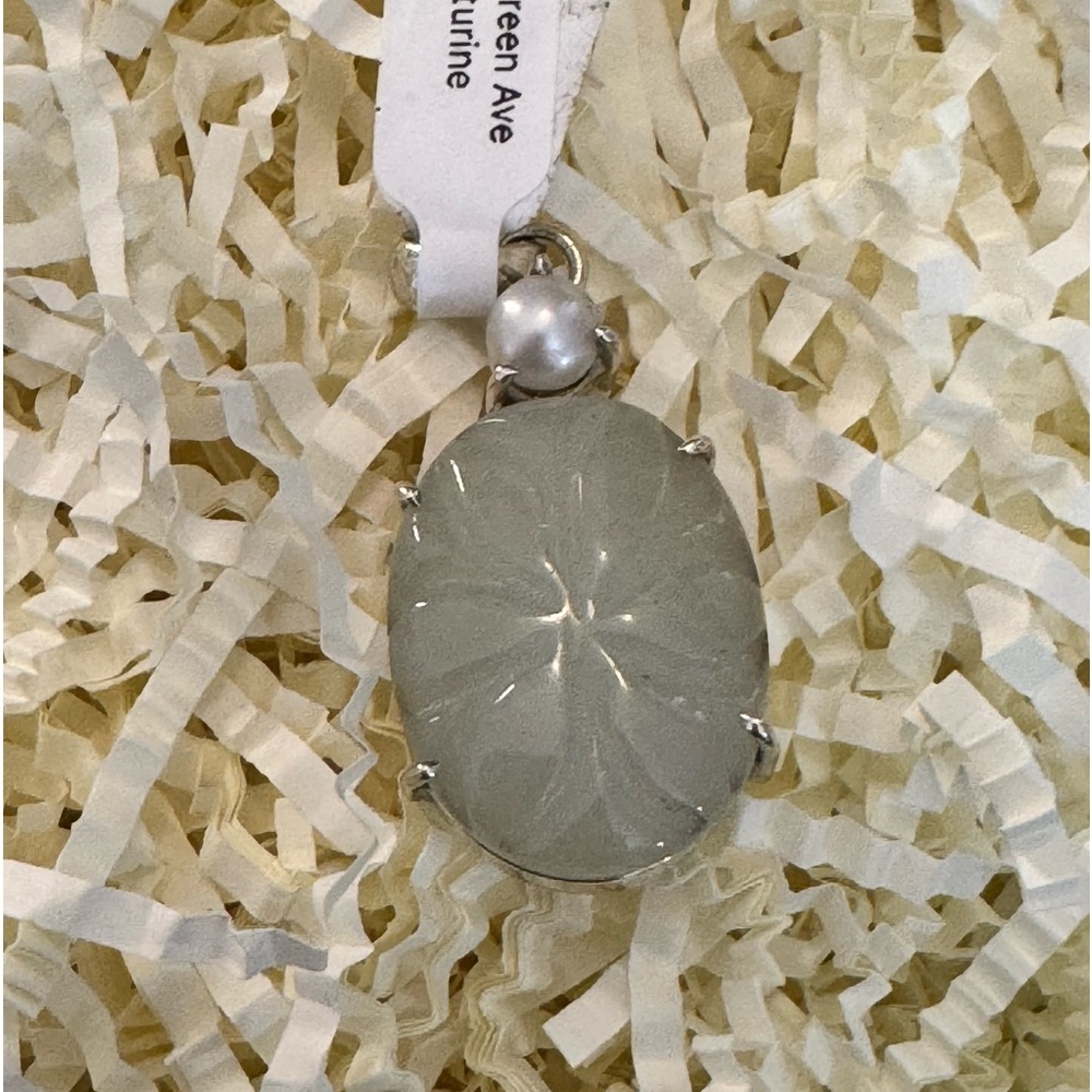 Green Aventurine, Pearland 925 Sterling Silver Pendant.